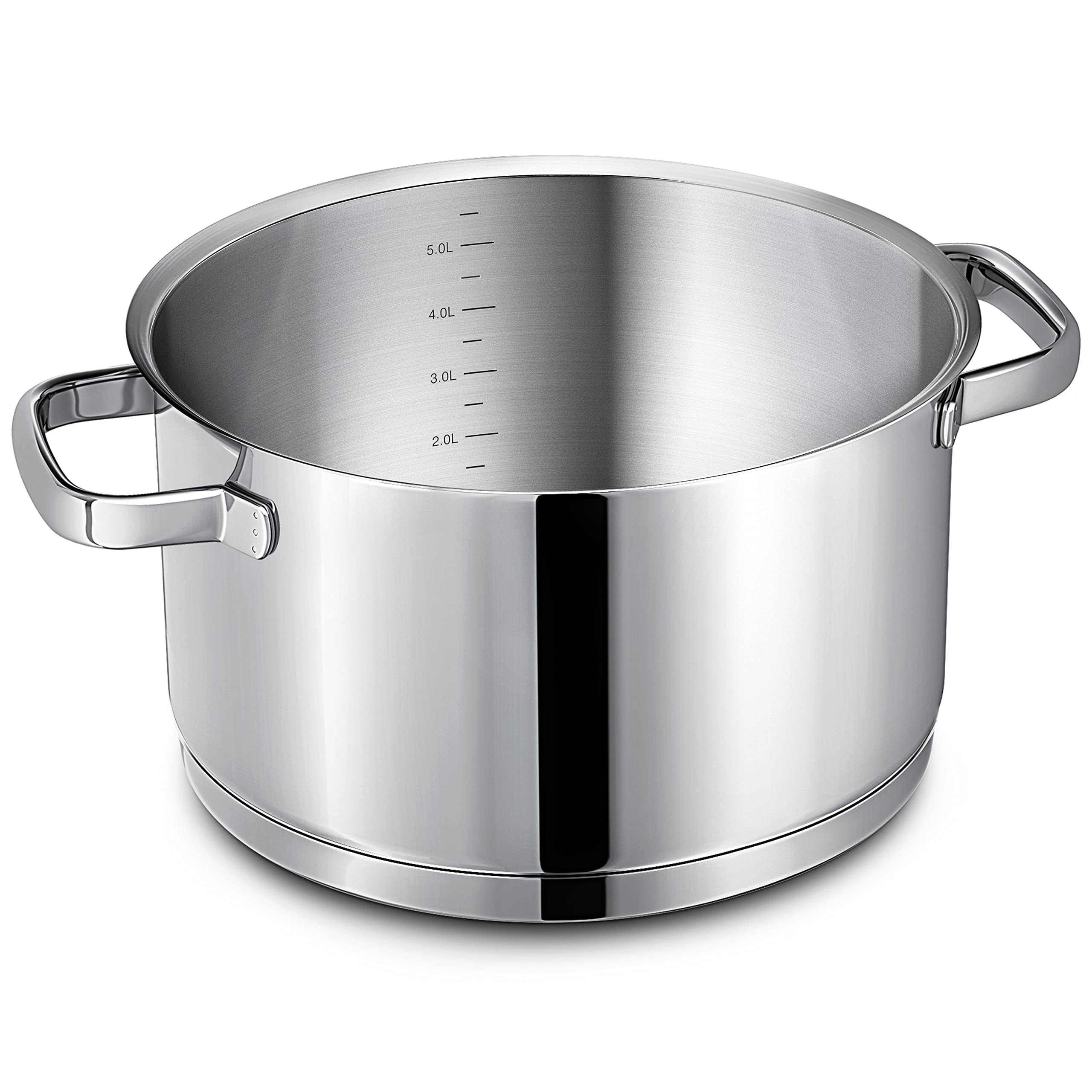 Linnuo Topf Induktion 24cm mit Glasdeckel, Kochtopf groß 6l, aus 18/10 Edelstahl, Griff nicht heiß, geschmiedeter Boden für alle Herde, Topf groß als Suppentopf Nudeltopf Spaghettitopf | Cooking Pot
