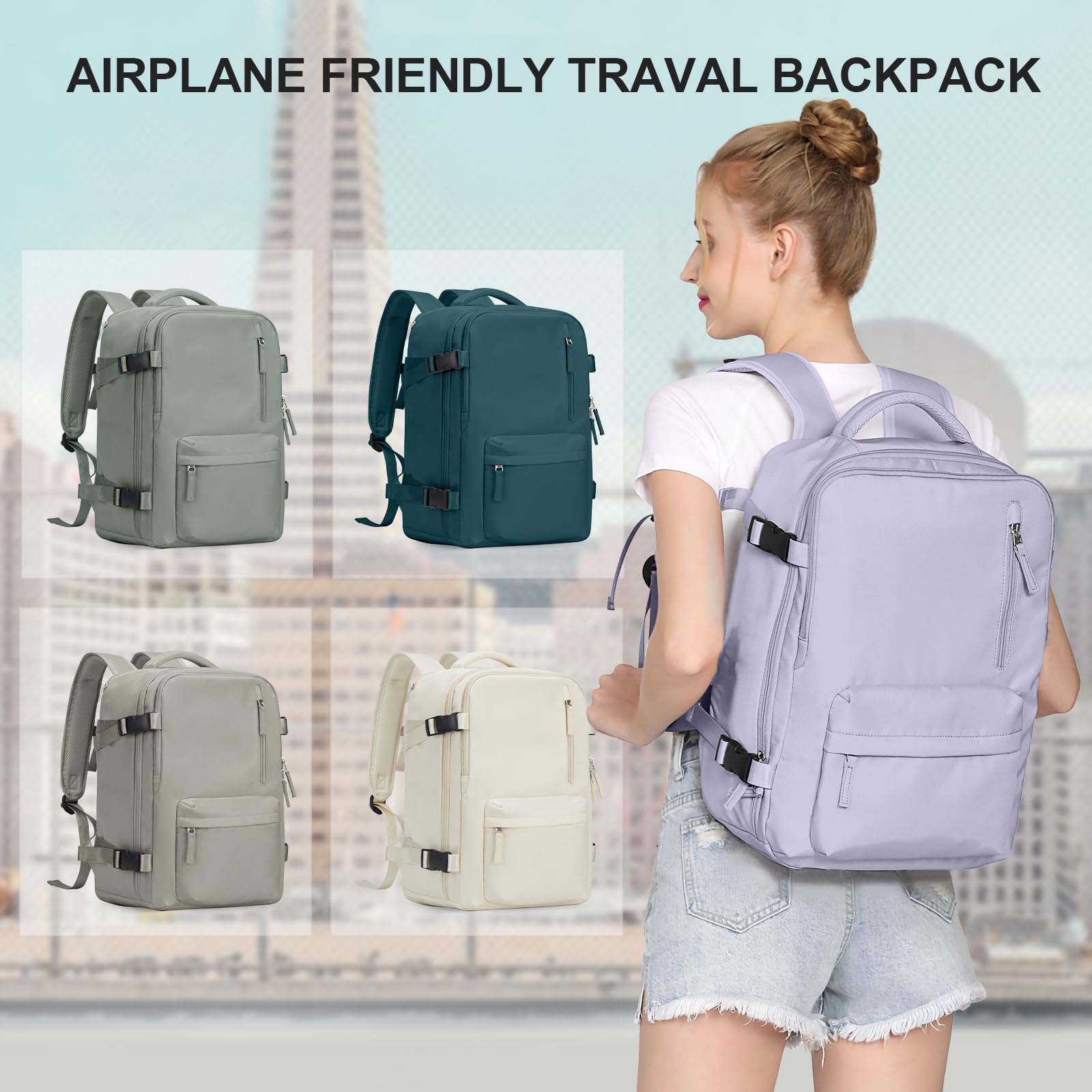 SZLX Zaino Ryanair 40x20x25 Bagaglio a Mano 20L Nero Impermeabile Zaino per Laptop Donna Uomo Borsa da Viaggio