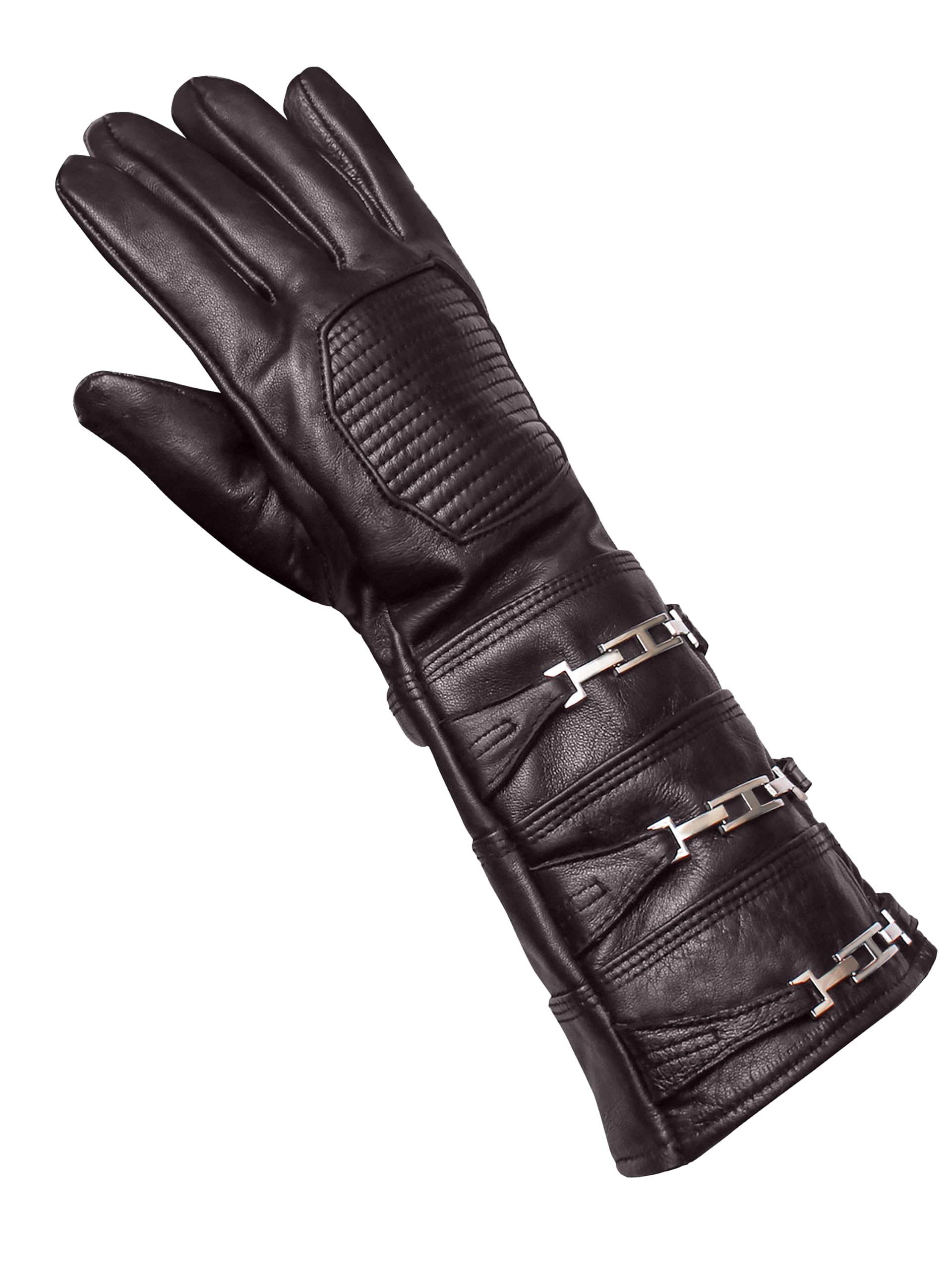 URBAN BUCK Real Sheepskin Leather Sky Gauntlet Costume Glove - Regular Fit Long Arm Cuff Mens Unlined Cosplay Gloves