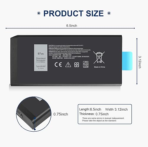 Miniatura 2 de Batería 65WH 4XKN5 CJ2K1 X8VWF compatible con Dell Latitude 14 Rugged 5404 5414 E5404 Rugged Extreme 7404 7414 E7404, se adapta a P45G P46G001