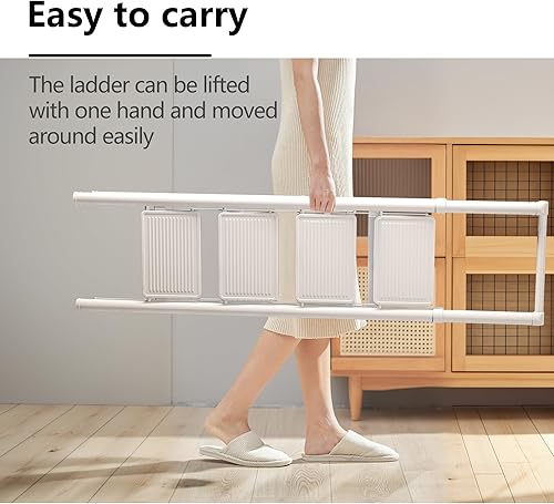 Vista 111 de Escalera de 4 escalones, taburete plegable con pedal antideslizante ancho y resistente, escalera de escalera de aluminio ligero y portátil, Dorado