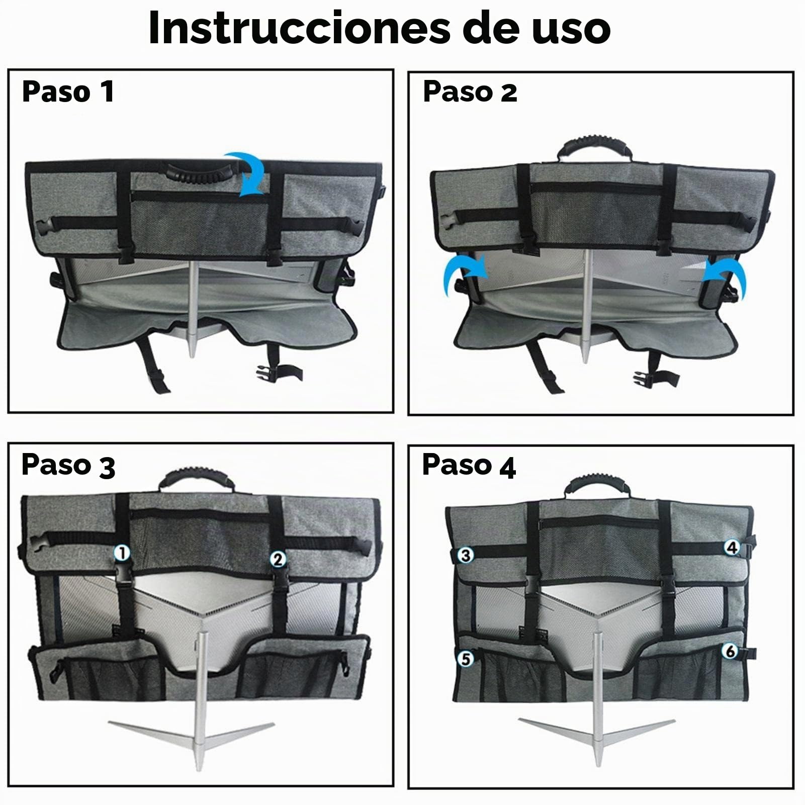 Funda para el transporte del monitor | Funda protectora con transporte | Bolsa viaje acolchada portátil 24-27 pulgadas con bolsillo para accesorios