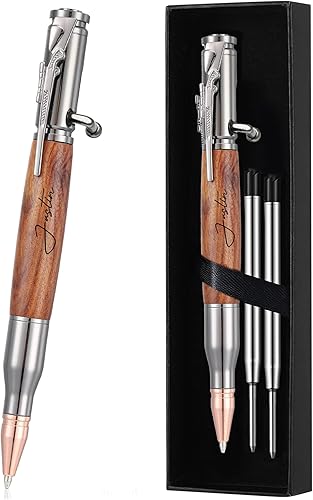 Juego de regalo personalizado de bolígrafo de acción con perno, bolígrafo de metal grabado gratis con 2 repuestos, bolígrafo de decoración de