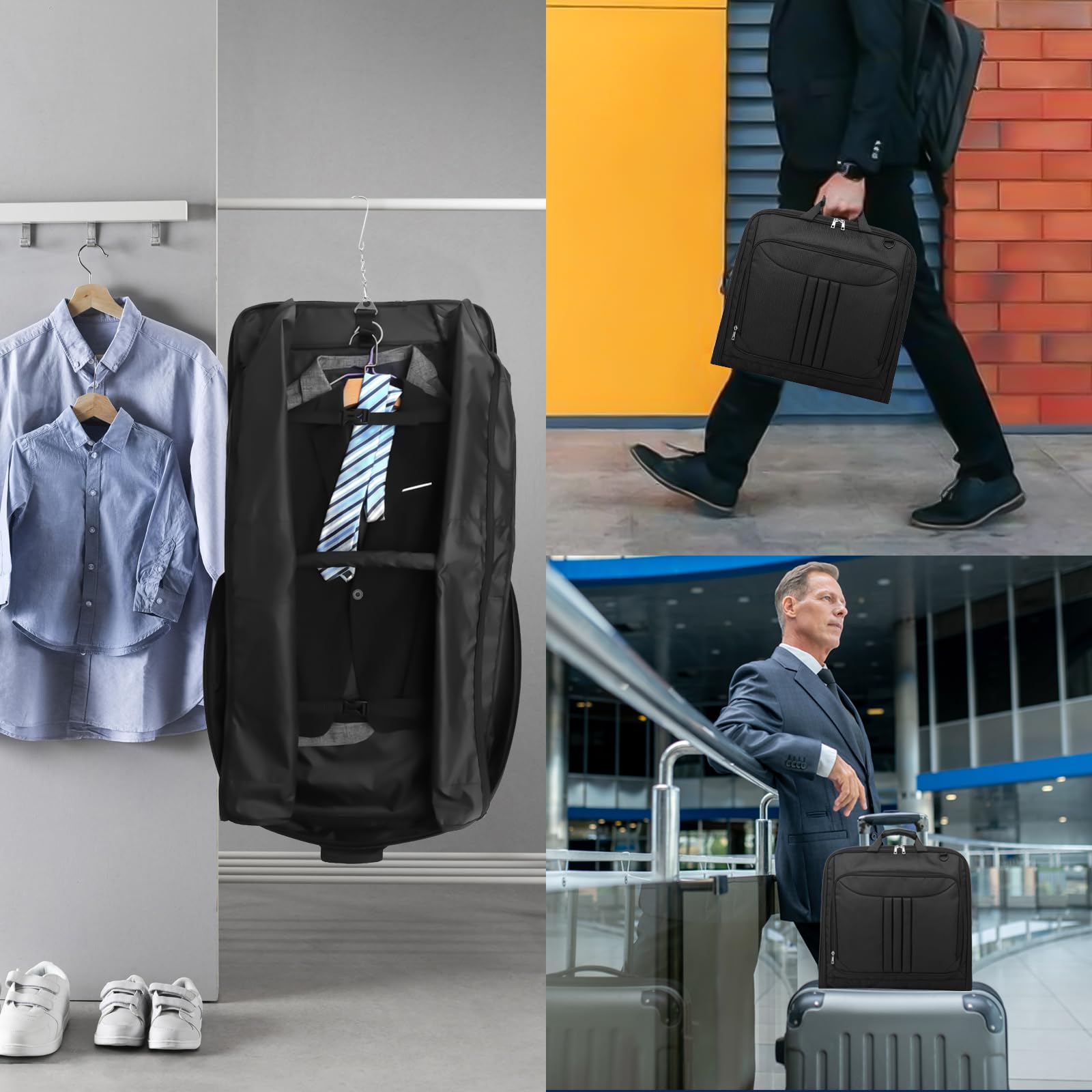 porta abiti da viaggio,porta abito da viaggio uomo,borsa per abiti da uomo,borsa da viaggio nera,bagaglio a mano pieghevole,valigia sospesa 2 in 1,borsa per trasporto abito da lavoro,per abito,cappott
