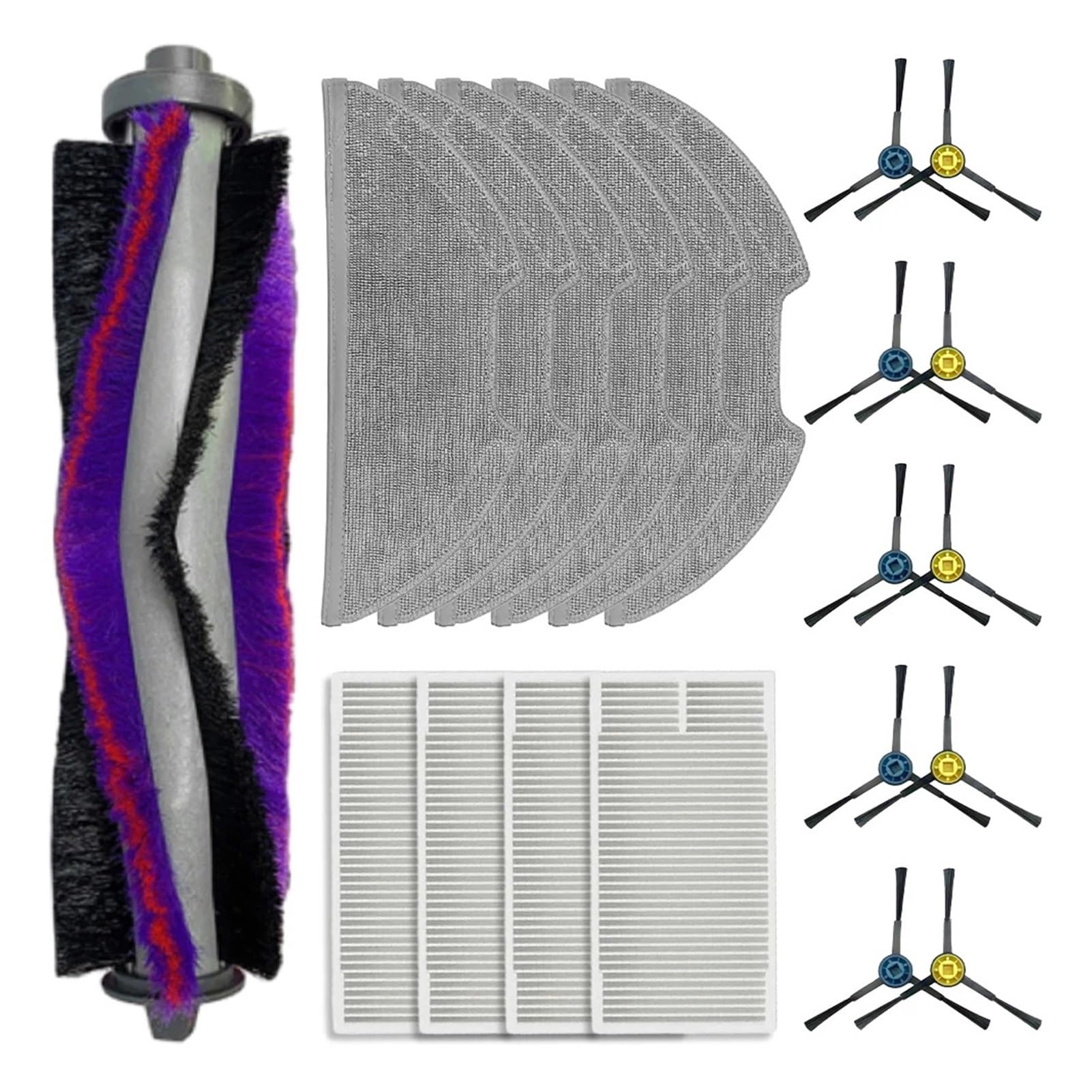 Dirlux Compatible for Eureka and Obode Robotic Vacuum Cleaner, Main Side Brush, Filter and Mop Cloth Set(B)