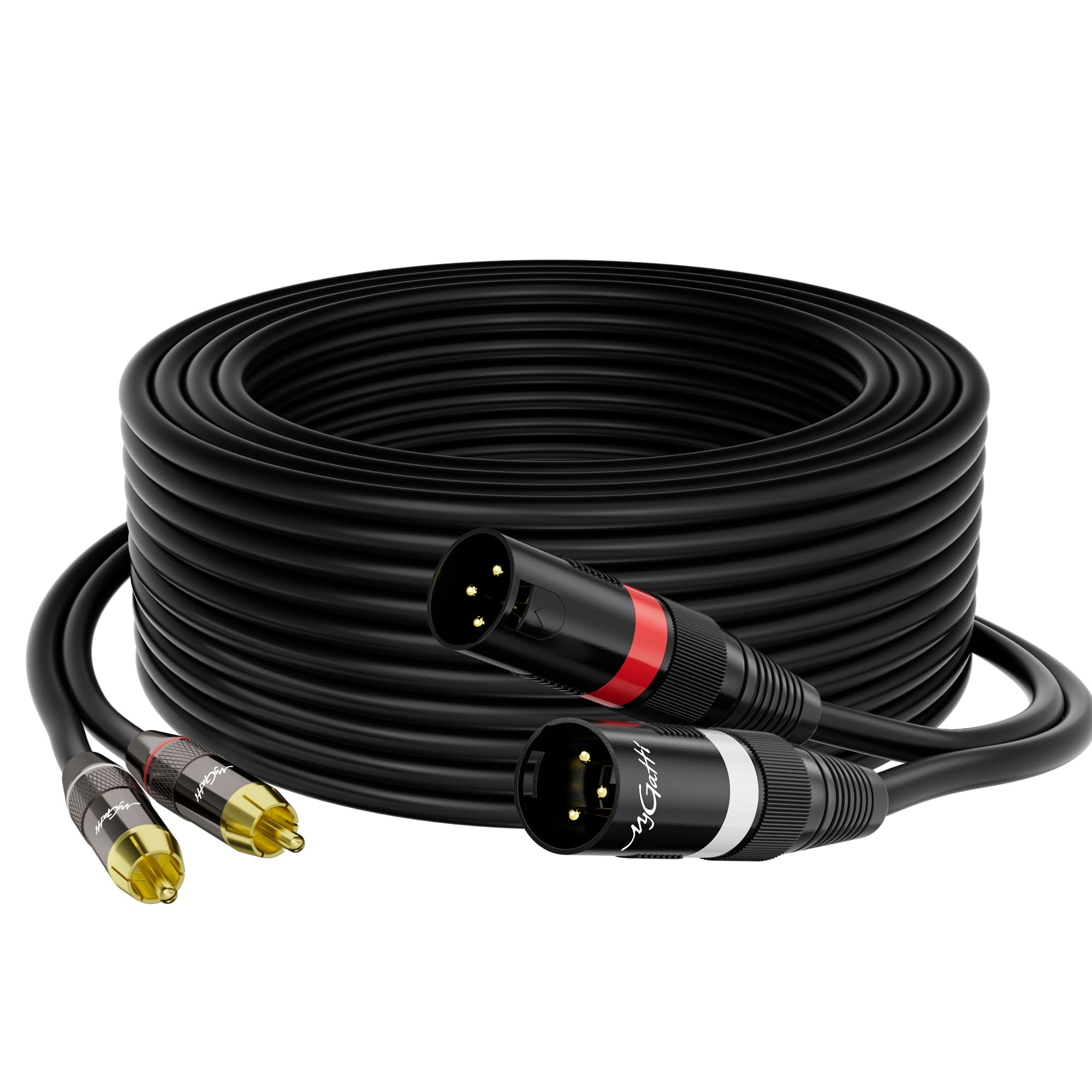 Dual XLR to 2 RCA Stereo Audio Cable 20 FT, Unbalanced 2 XLR to 2 RCA Male Interconnect Cable,?Zinc Alloy Shell, OFC, Gold-Plated Plug?for Home Theater, Microphone, Speaker, Amplifiers, HiFi Systems