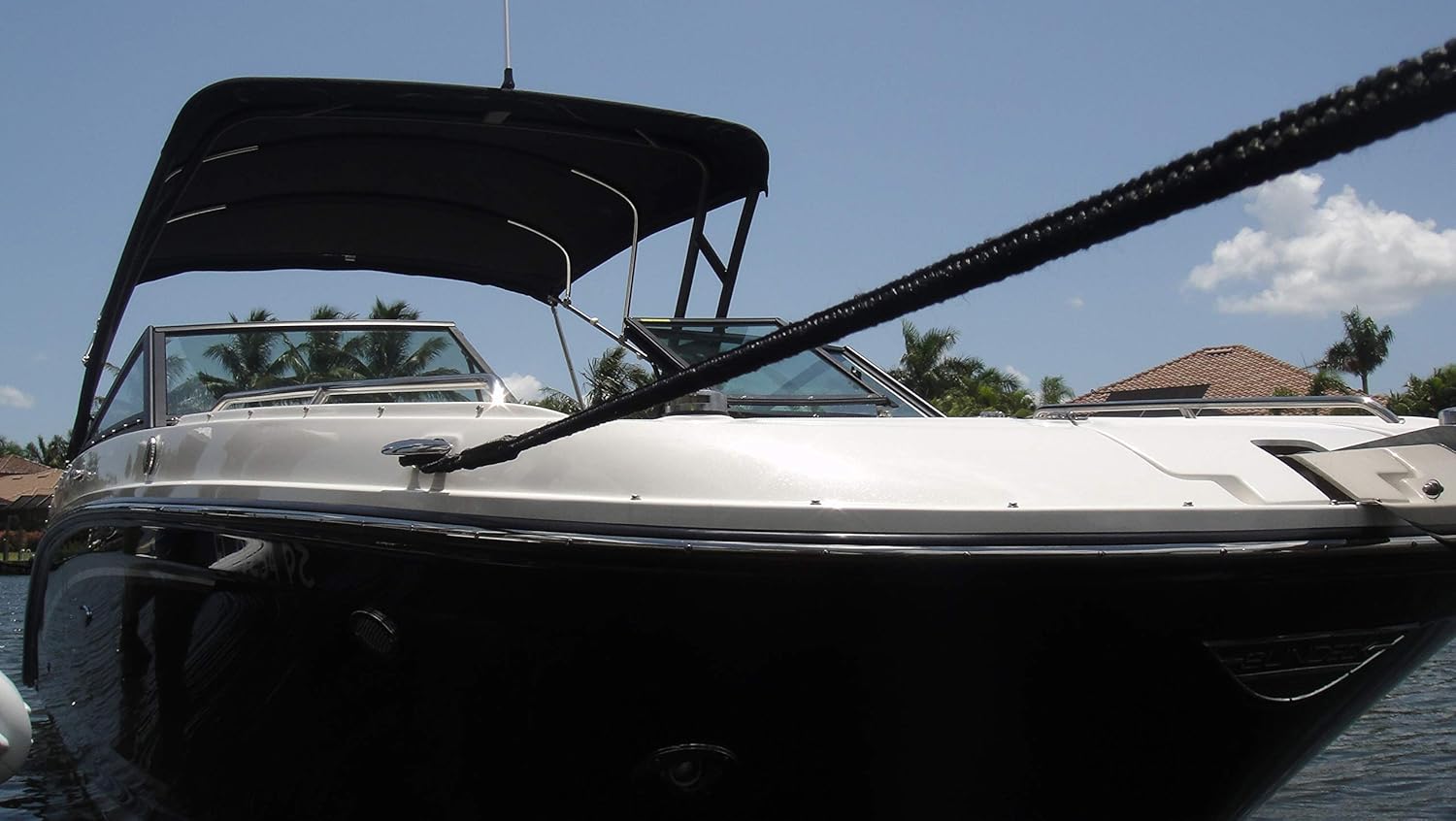 Shockline 1 Inch Dock Line with Integrated Shock Absorber, Double Braided, Polyester, 25, 35, 50 FT, Hand Spliced 12" Eye, Black