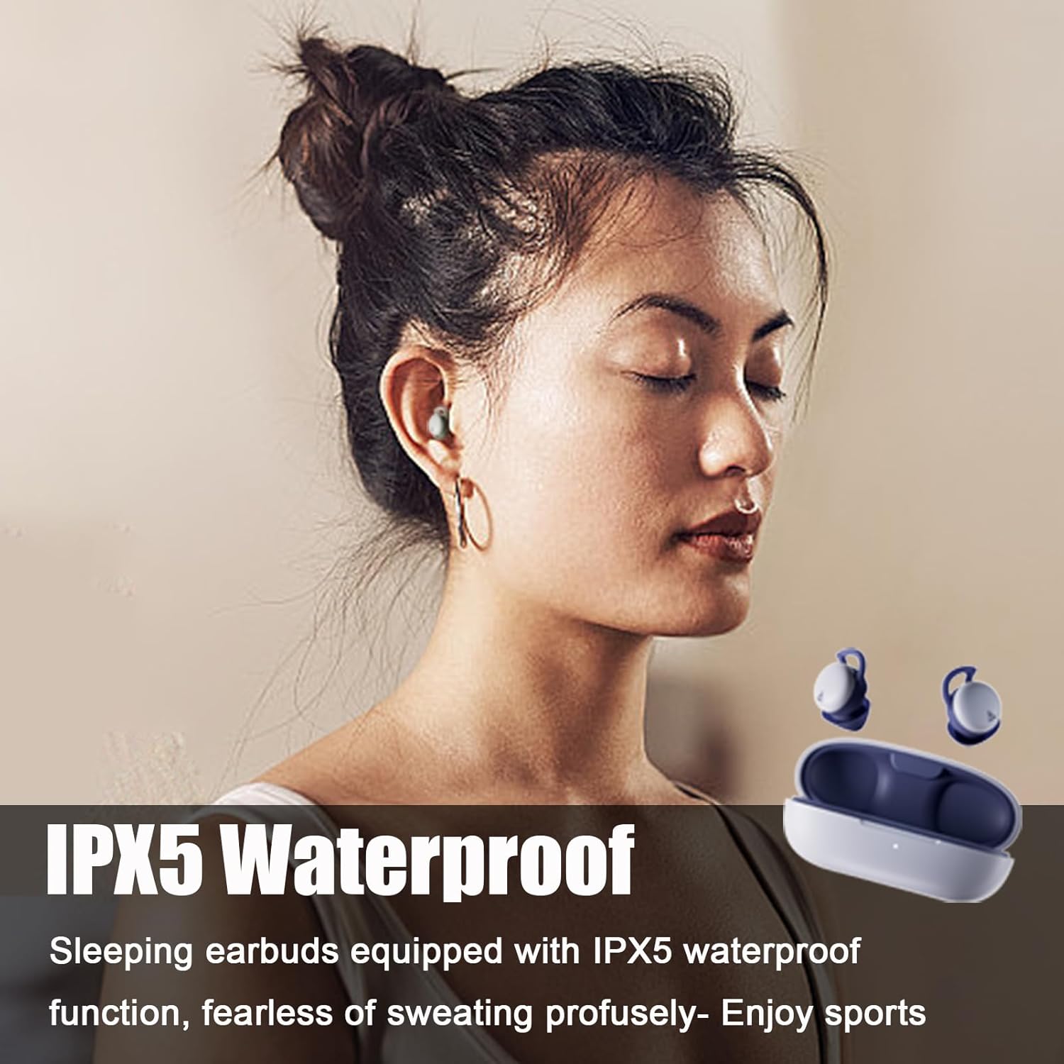 Sleep Headphones Sleep Earbuds Sleeping Headphones for Side Sleepers Headphones Earbuds Noise Cancelling Earbuds for Sleep Bluetooth 5.3 Wireless Open Ear Headphones for Sleeping Driving Brown