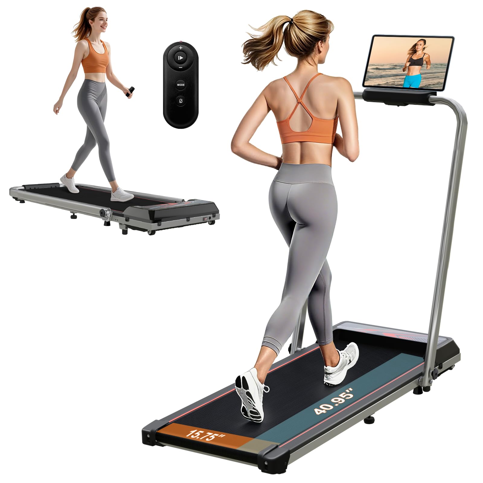 Photo 1 of Treadmill with Incline, 3 in 1 Walking Pad with Incline for Home Office w/3.0HP Motor/7.6MPH, Walking Pad with Handle Bar/Remote/LED Display, Walking Pad Treadmill with Incline Supports Up to 350lbs