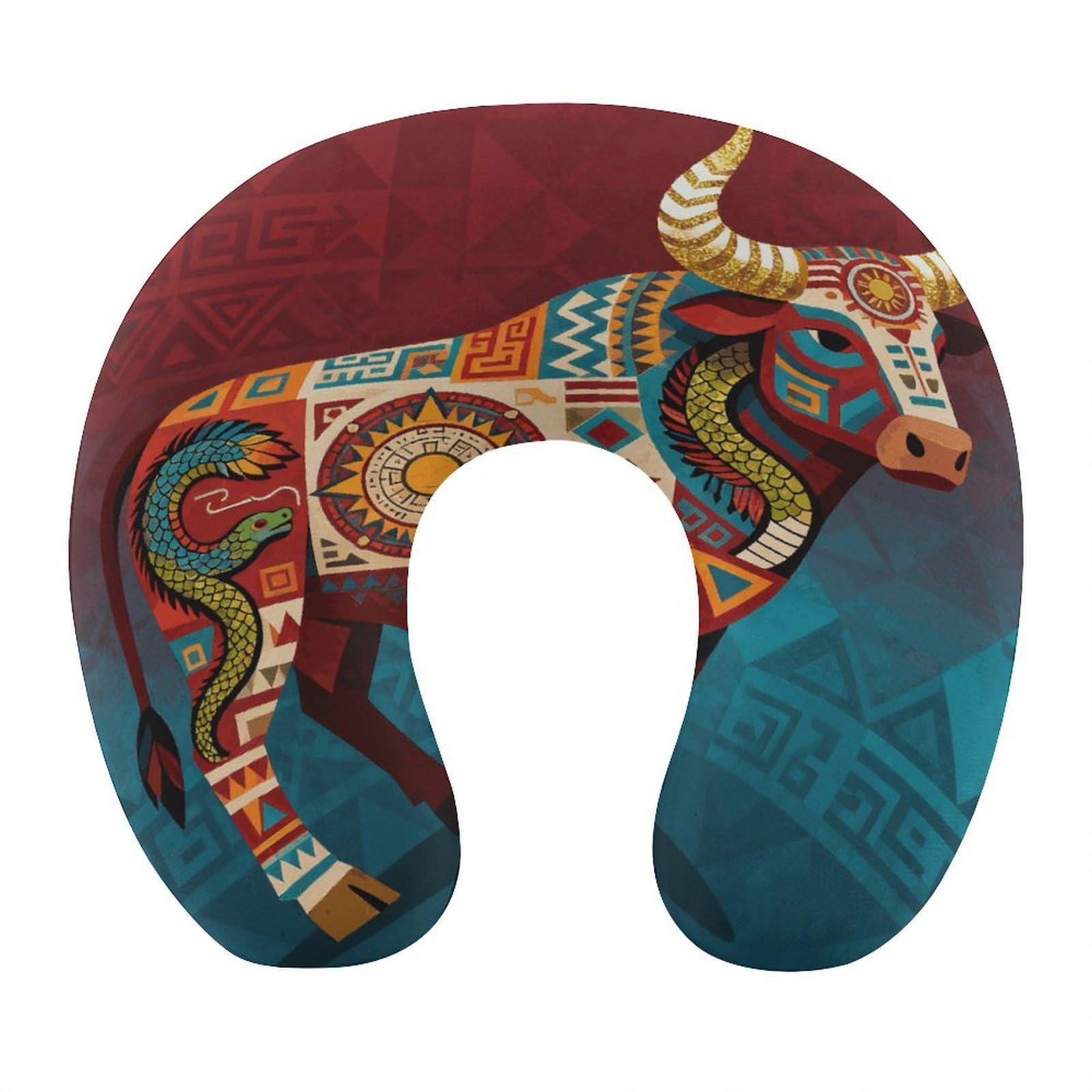 VstaDank Aztec Cow Neck Pillow Soft Comfortable Travel U Shaped Pillows Portable Pillows for Shoulder Memory Foam Head Support Pillow for Airplane Car Home Office