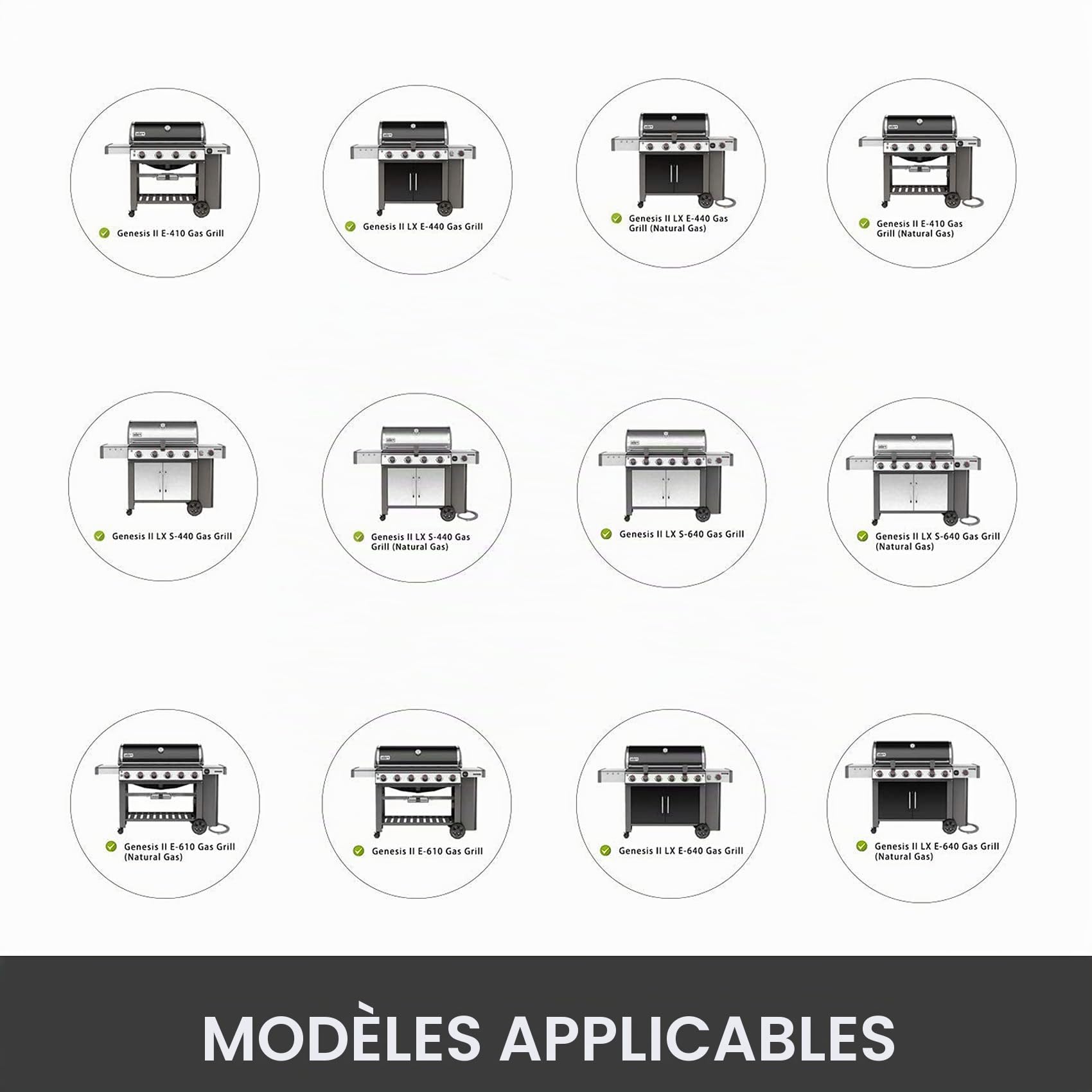 Onlyfire Barbecue en acier inoxydable tournebroche Kit Convient pour utilisation avec Weber 7653 Weber Genesis II 400& 600 Serie et Genesis II LX 4 & 6 brûleurs barbecues