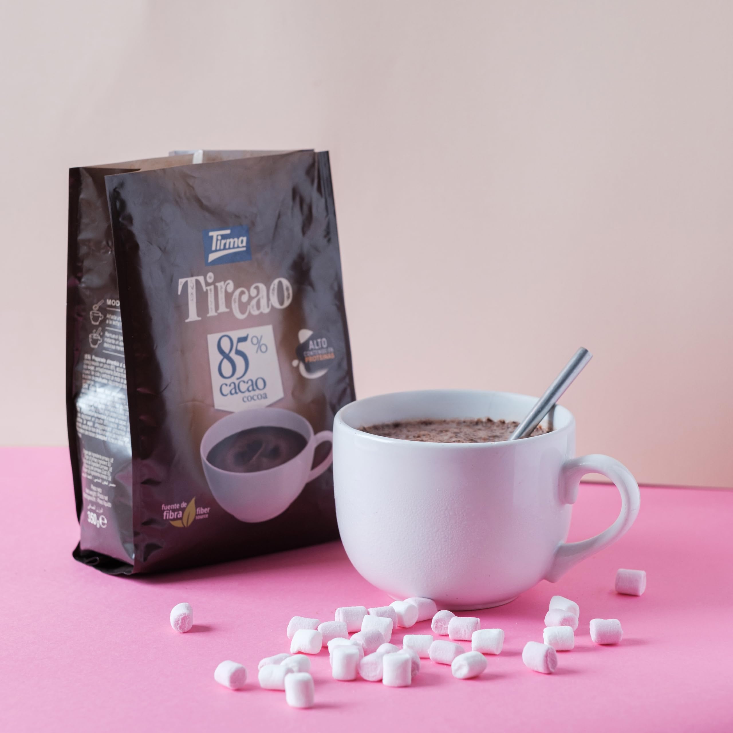 Tirma TirCao 85% Cacao Soluble 350 g Cacao en Polvo Intenso Sin Gluten Apto para Veganos
