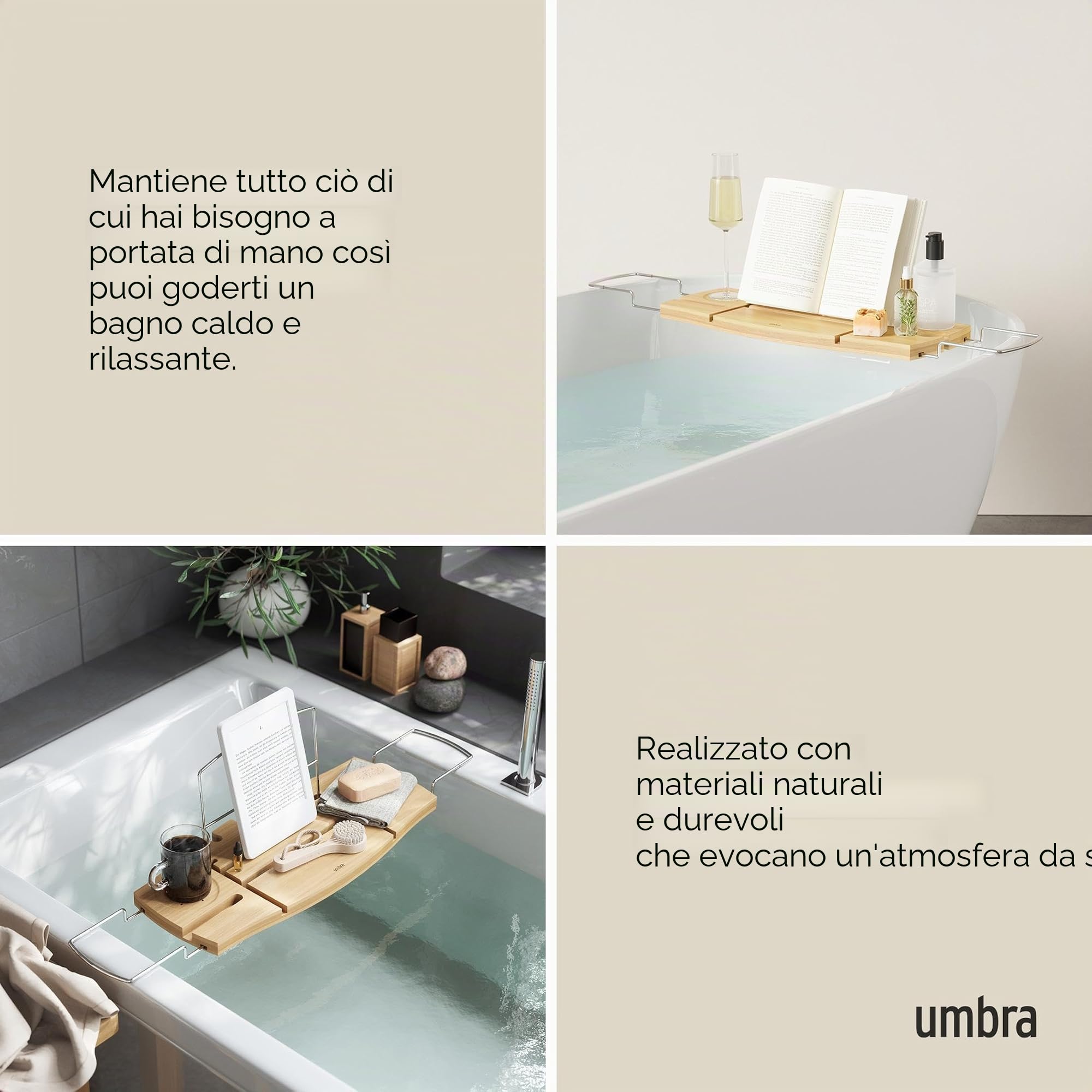 Umbra Aquala Portaoggetti per vasca, Bambù, Naturale