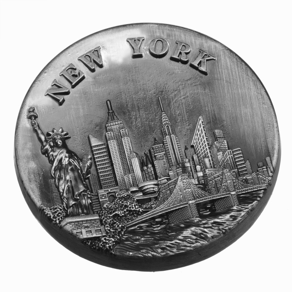 Circle New York Souvenir Metal Fridge Magnet NYC Statue of Liberty Brooklyn Bridge NY Empire State Building Metal Magnet