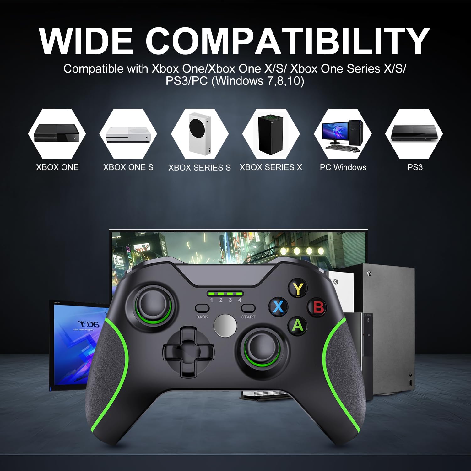 SWCTIM Xbox Controller Wireless für Xbox One, Xbox Series X/S, Xbox One X/S,Controller mit 3.5mm Kopfhörerbuchse,mit 2.4GHz Wireless Adapter,Schwarz