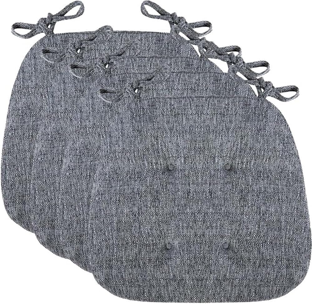 Chair Cushions for Dining Chairs Set of 1/2/4, 3cm Thick Memory Foam Pads with Ties & Non-Slip Bottom 17" x 16" for Kitchen, Office and Home Chair(Q,4pcs)