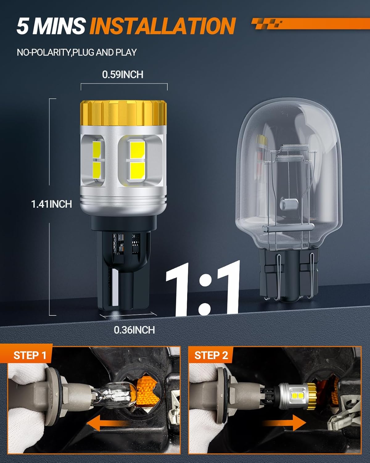SEALIGHT 921 LED Bulb 6000K White Reverse Backup Light, 1200% Super Bright 912 W16W 906 904 902 922 LED Light Bulb for Tail Light Bulb (2PCS)