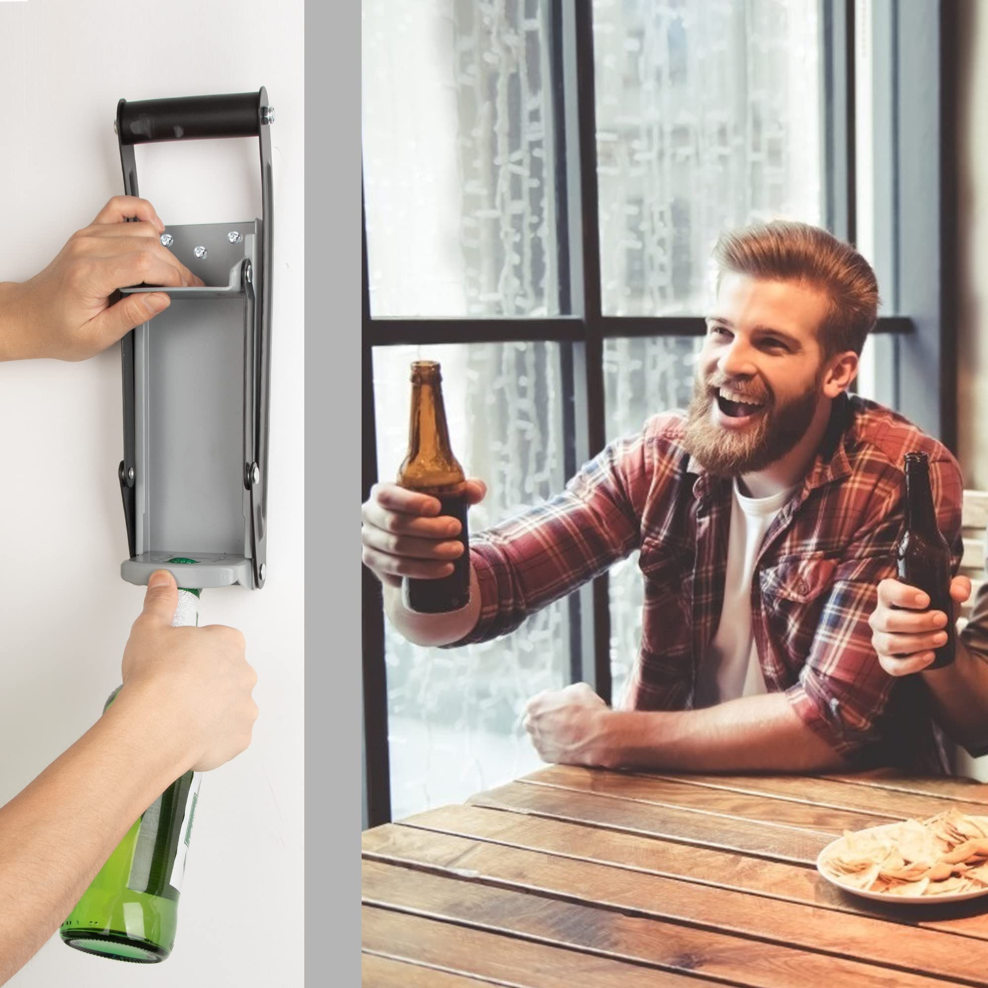 Tunejoy Broyeur De Canettes Mural Robuste Avec Poignée Confortable - Compacteur Canettes Bière Soda 33x9.5cm