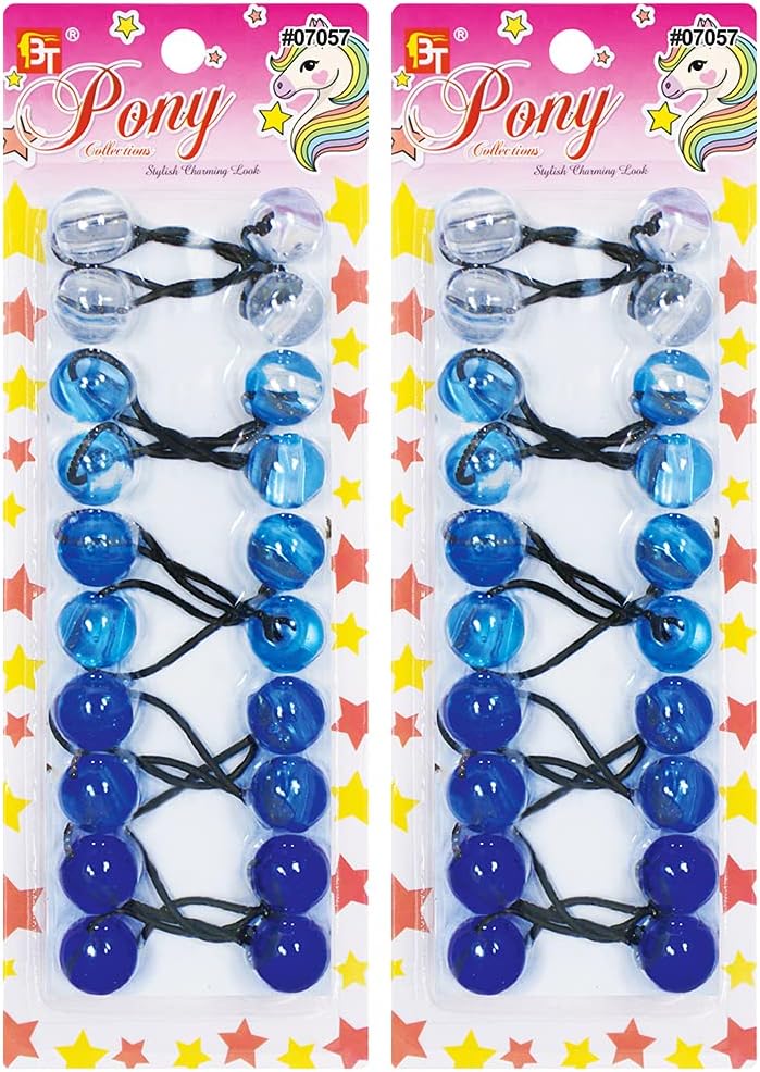20 Pcs Hair Ties 20mm Ball Bubble Ponytail Holders Colorful Clear Assorted Elastic Accessories for Kids Children Girls Women All Ages (Clear Blue Assorted)
