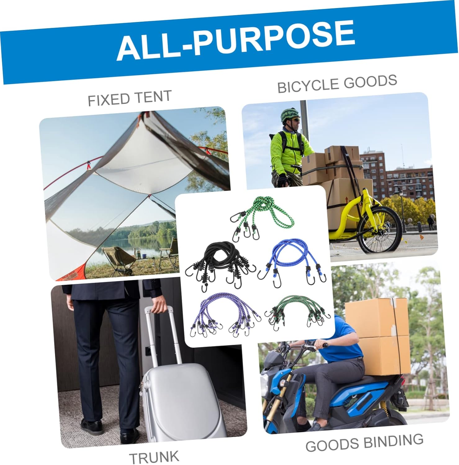 20pcs Heavy Duty Bungee Cord Set with Hooks Durable Outdoor Bungee Straps for Securing Luggage Cargo and More Mixed Versatile and Compact Storage