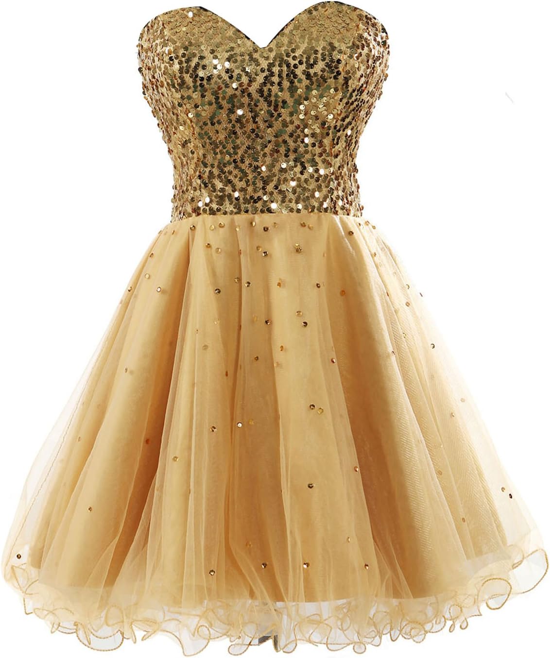 Favebridal Women's Short Petite Sequined Homecoming Prom Gown Dresses SD032GD-4