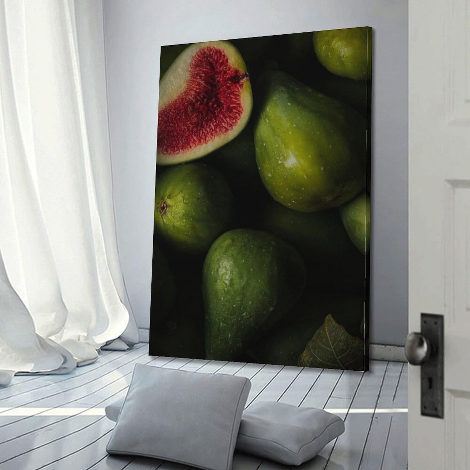 Grüne Feigen, Nahaufnahme, Wandkunst, frisches Obst, Dekoration für Küche und Wohnzimmer, Poster, dekorative Malerei, Leinwand, Wandposter und Kunstdruck, moderne Familienschlafzimmer-Dekoration