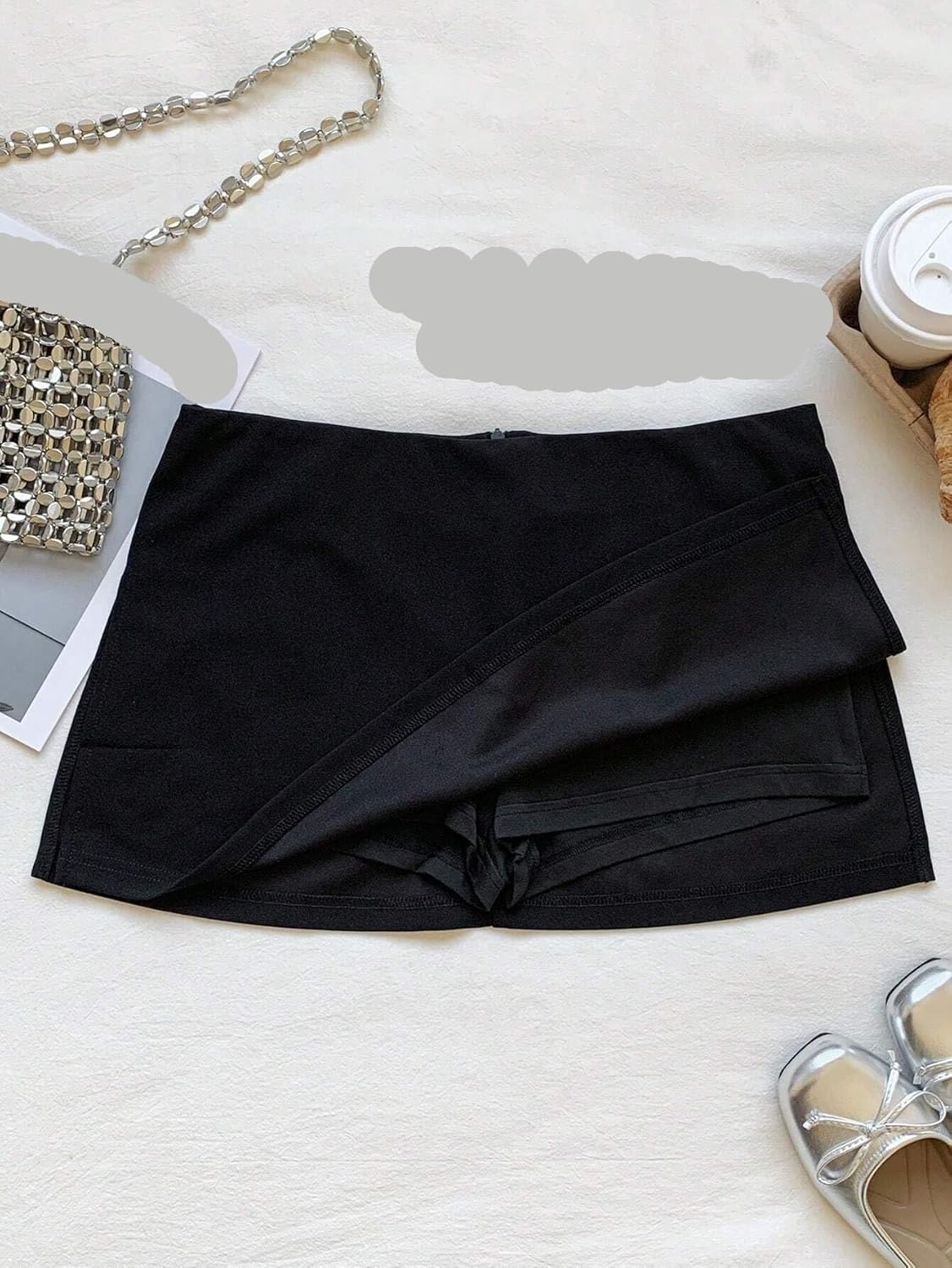 Women's Low-Rise Mini Skort with Side Slit Hem - Casual Bodycon Skirt for Beach & Night Out