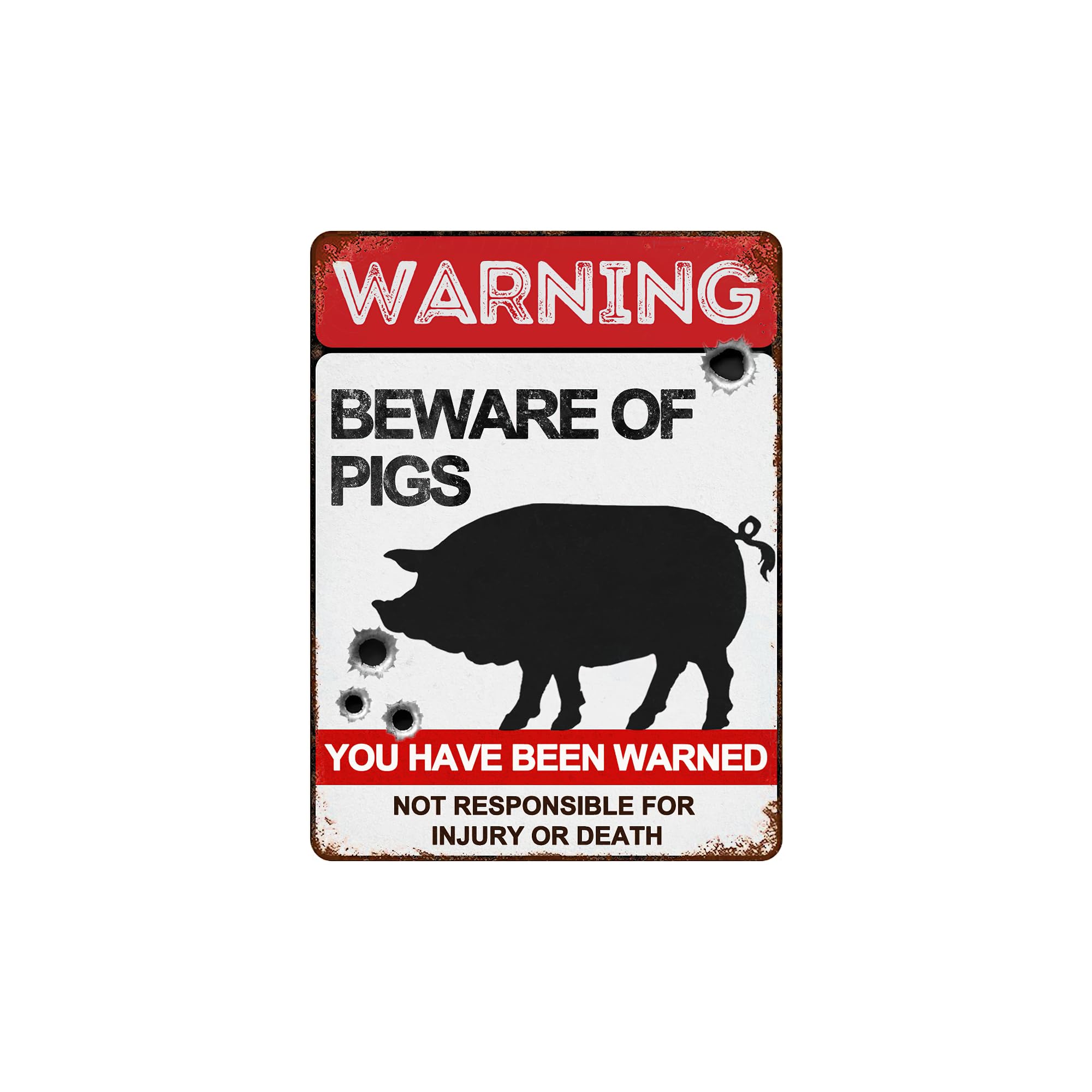 BAIWIFE Beware of Pig Signs 8"x12" Vintage Metal Warning Signs About Pig Activity Areas for Outdoor Fences Yards Garden
