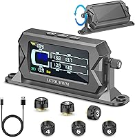 LETOURWM TPMS for RV Truck Trailer: 6 Sensors, Solar & USB-C Charging, 7 Smart Alerts, IP68 Waterproof, 217 PSI, 3.6" LCD Display
