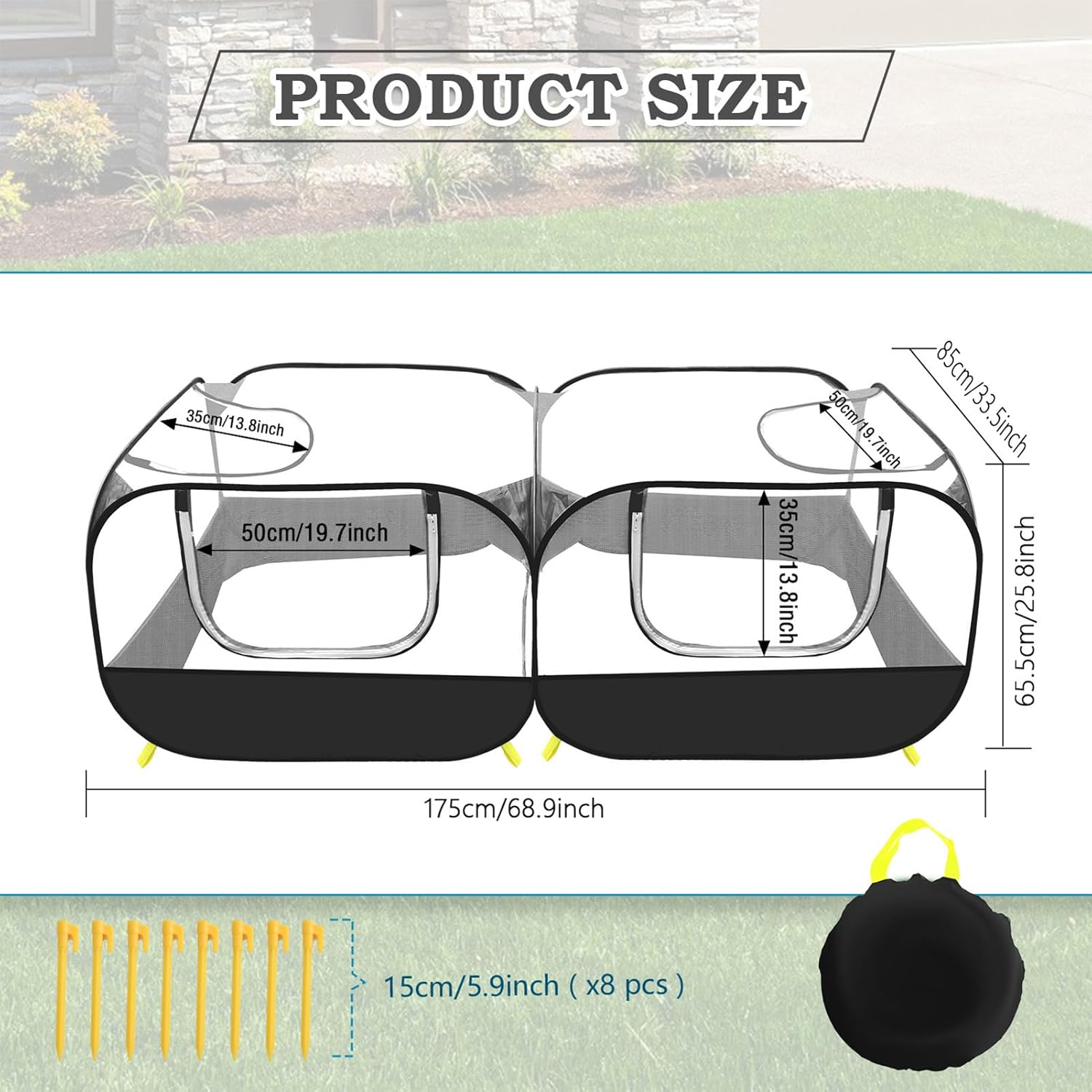 Pet Enclosure Indoor Detachable – Elegant Base Reversible Sun Protection, Versatile, Play Pen, Travel, Outdoor Animal Cat Ground Lawn | Travel Outdoor Animal Cat Ground Lawn Garden