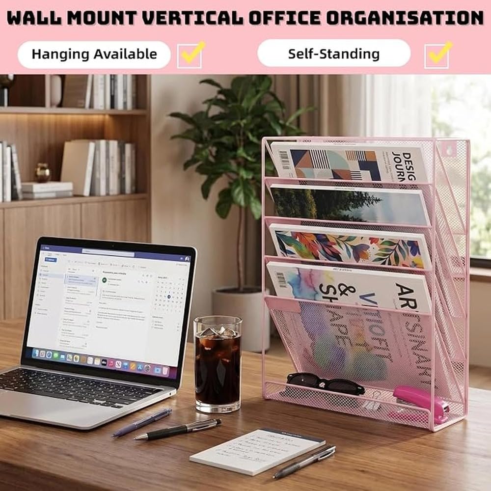 Organizadores de escritorio rosas con estilo. Soportes para