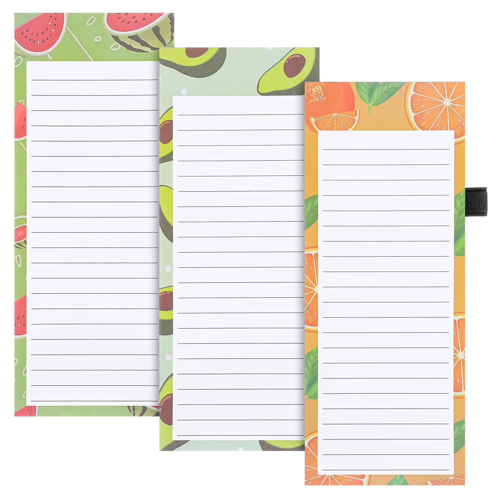 Thboxes 3 Pack Magnetic Shopping List Pad for Fridge, To Do List Pad 180 Sheets Tear off Magnetic Notepad for Fridge with Pen Loop for Shopping, Locker Filing Cabinet, 21 X 9 cm-Fruit style