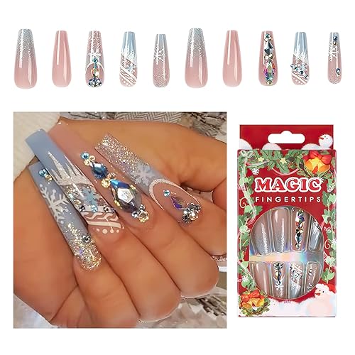 24 piezas de uñas postizas acrílicas de punta francesa, uñas de cobertura completa para mujeres, arte de salón en casa