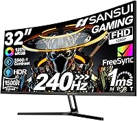 SANSUI 32 Inch 1500R Curved Gaming Monitor 240Hz 1080P 1ms MPRT FHD HDR FreeSync VESA DP HDMI