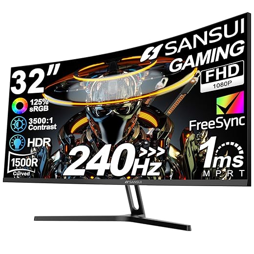 SANSUI 32-inch Curved 240Hz 1080p Gaming Monitor