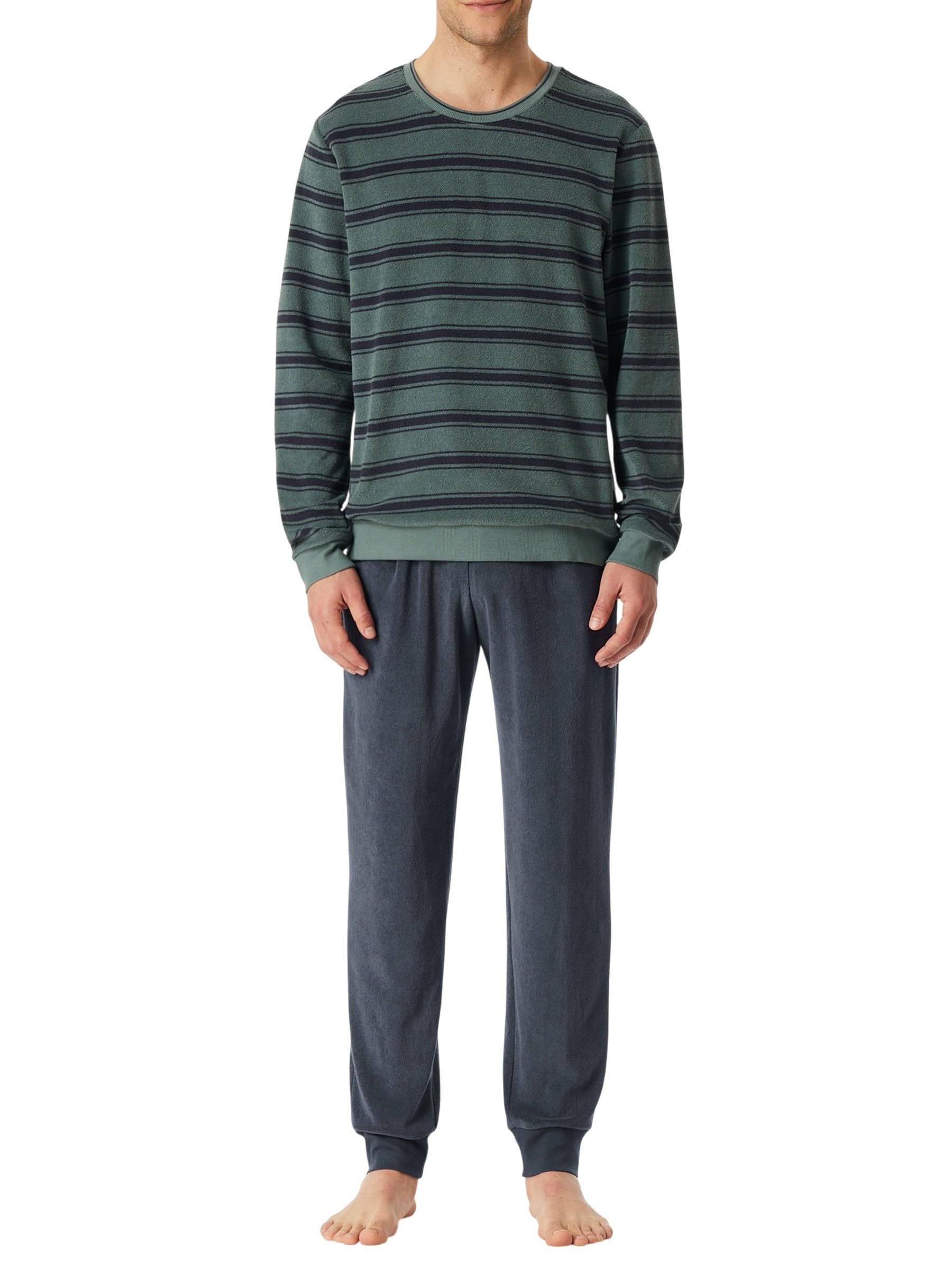 Schiesser Herren Langer Schlafanzug Pyjama Lang Frottee - 183128