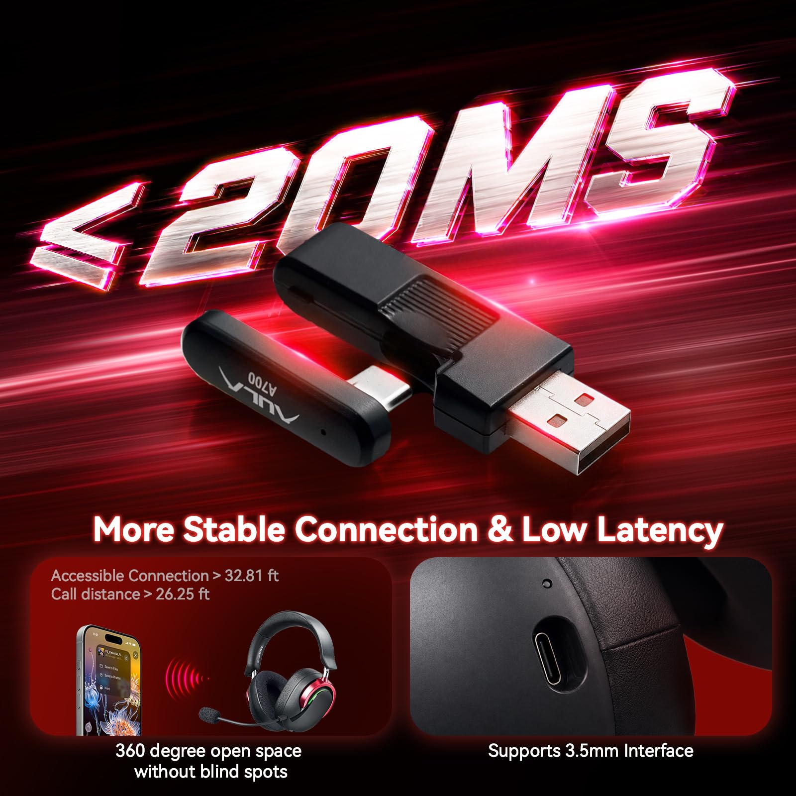 Auriculares inalámbricos para juegos de PC con micrófono y cancelación de ruido, multiplataforma, sonido envolvente 7.1, controladores de 50 mm, RGB, marco de aluminio, almohadillas de espuma
