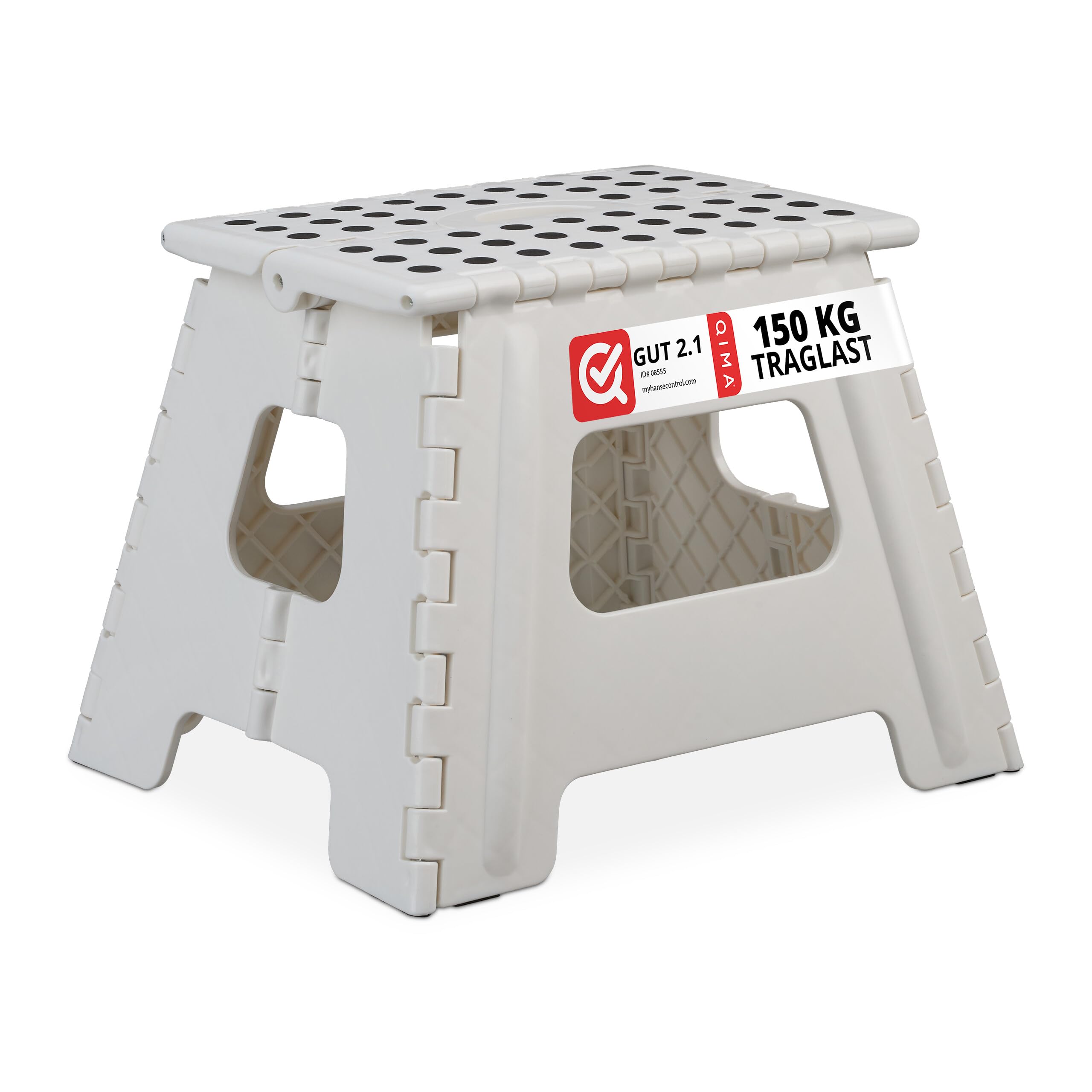 Relaxdays Taburete Plegable, Portátil, Escalón Baño, para Niños o Viajes, Resiste hasta 150 kg, 30 x 37 x 29 cm, Blanco, 32,5 cm