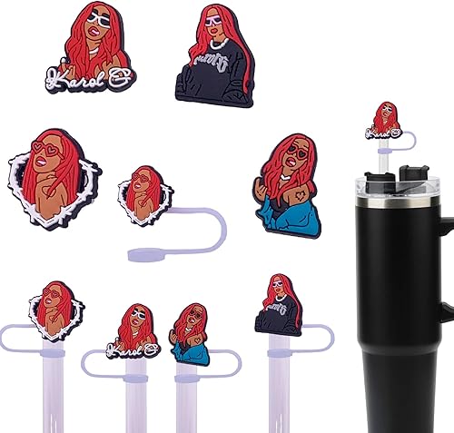 Juego de tapas de pajita, compatible con copas Stanley, se adapta a popotes de 0.394 in, tapas de paja Karol G, fundas de paja reutilizables,