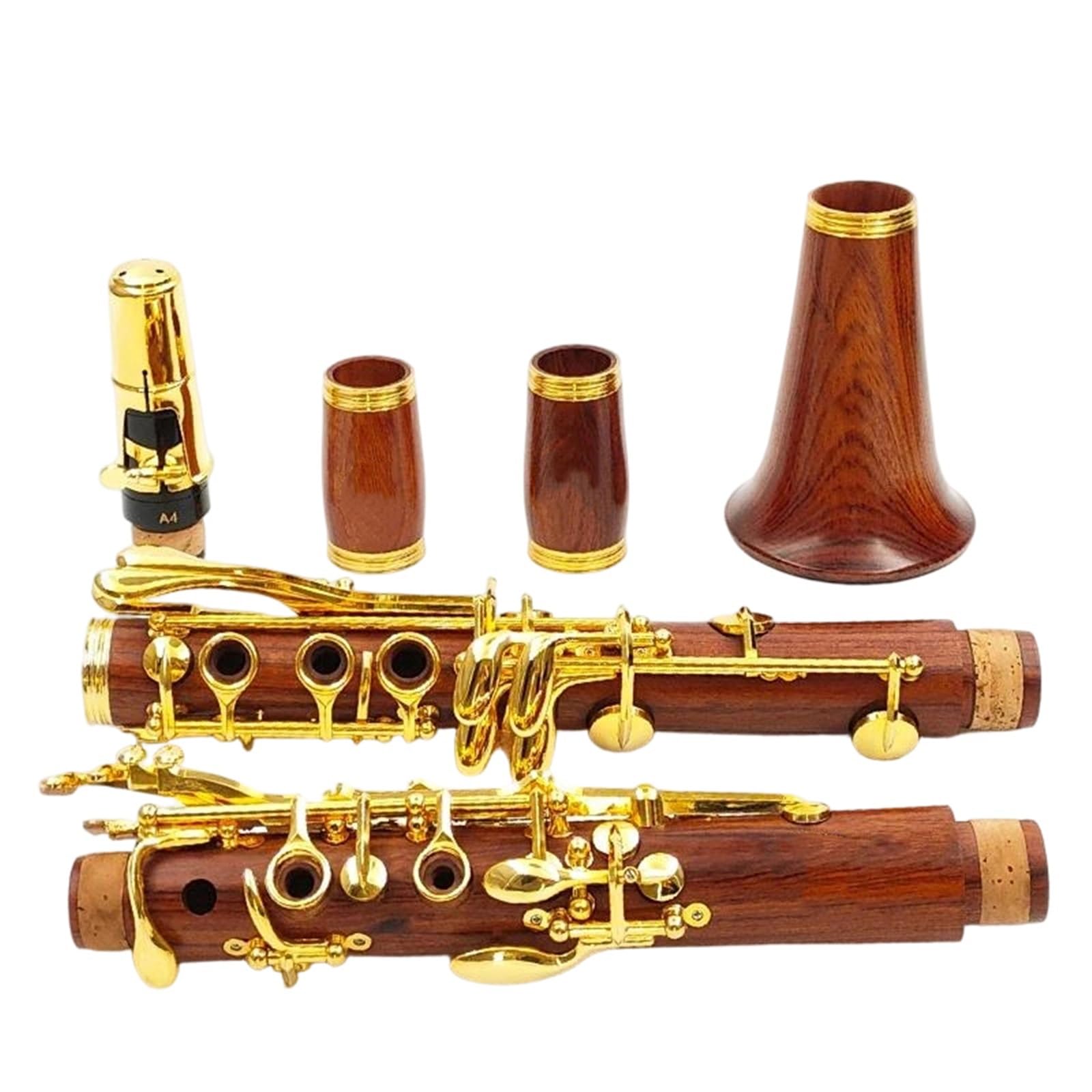 Clarinete De Madera Roja Profesional BB Chapado En Oro 18/17 Teclas Fácil Tocar(17 Key)