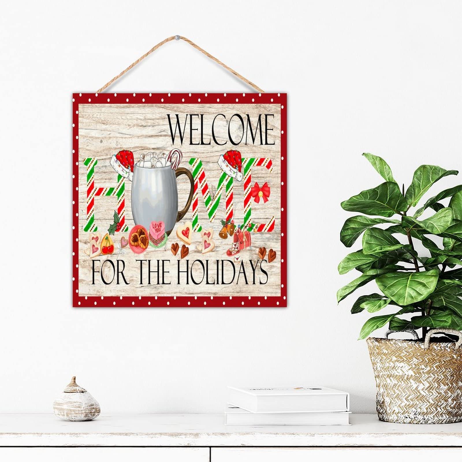 Plaque en bois vintage Welcome Home : stop aux décors de Noël fragiles sur votre table