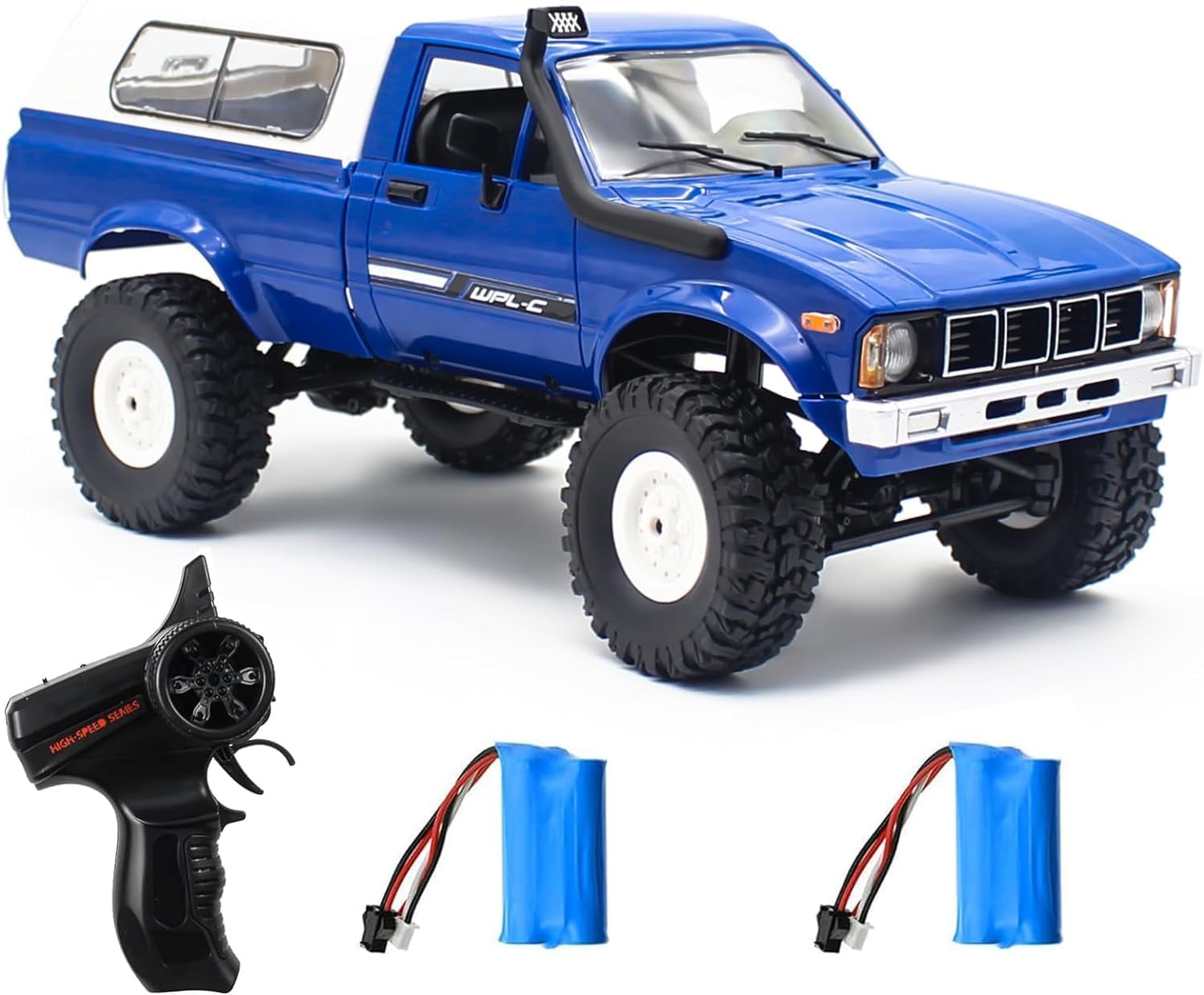 Mostop RC Crawler WPL C24 Rock Crawler RC Truck 4x4 Off Road, 1:16 Scale RTR Remote Control Truck, 2.4Ghz Proportional Steering RC Car with LED Lights, Toys for Kids 6-8, 8-12 Year Old Birthday Gift