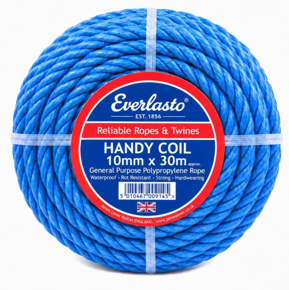 EVERLASTO TRADE HANDY COILS BLUE POLYPROPYLENE POLY ROPE (10MM X 30M)