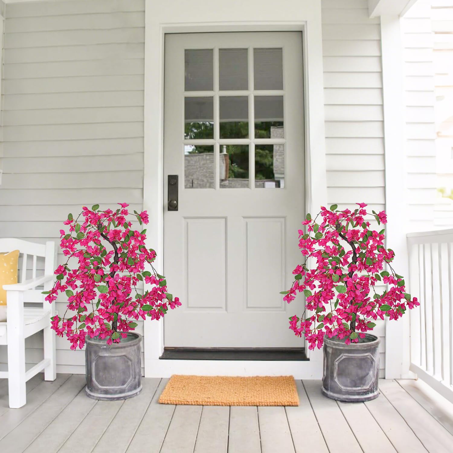 75 cm Bougainville Kunstblumen Künstlicher Baum mit Blüten Kunstbaum Deko Frühling Kunstpflanzen Groß Dekoblumen für Eingang Balkon Fensterbank Ecke Deko im Wohnzimmer Schlafzimmer Büro