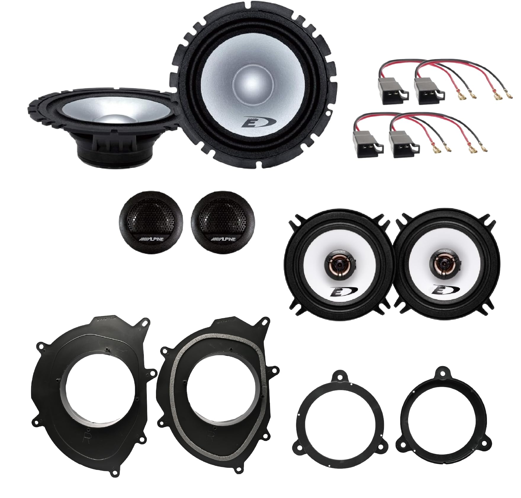 Kit 6 enceintes Alpine SXE1750S + SXE1325S pour Renault Clio IV de 2013 à 2021 + 4 supports avant + arrière + 4 connecteurs