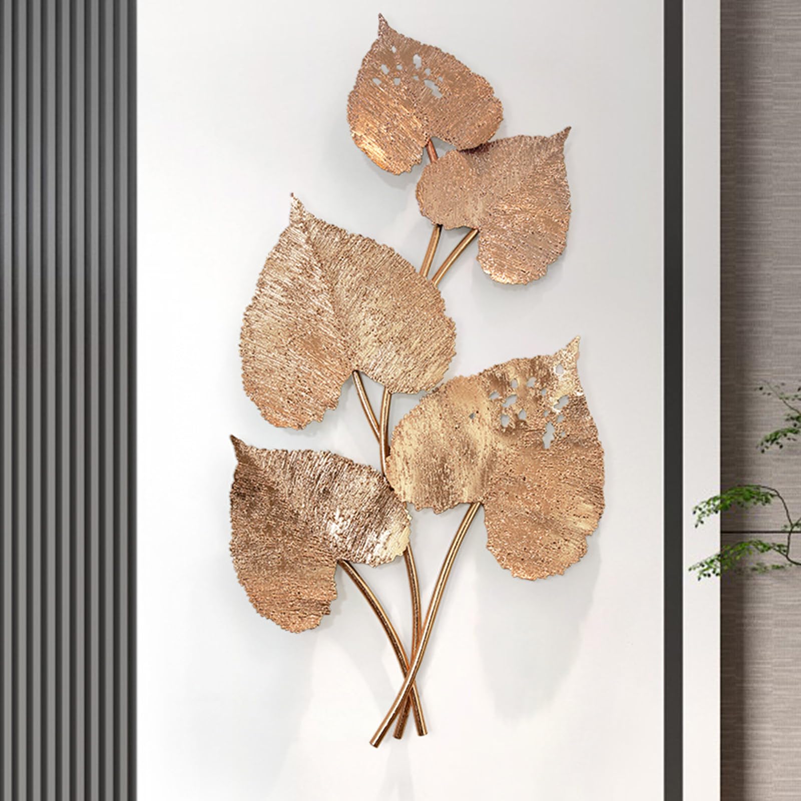 JMOZHCD 3D Home Metal Products Leaf Wall Art Sculptures Home Wall Decor Characteristics Artwork Leaf Wall Art