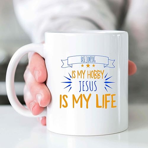 Miniatura 4 de Christian Religion Jumper's, Gifts Idea for Family on Occasion Of Birthday or Christmas- Base Jumping Is My Hobby Jesus Is My Life on 11 Oz White