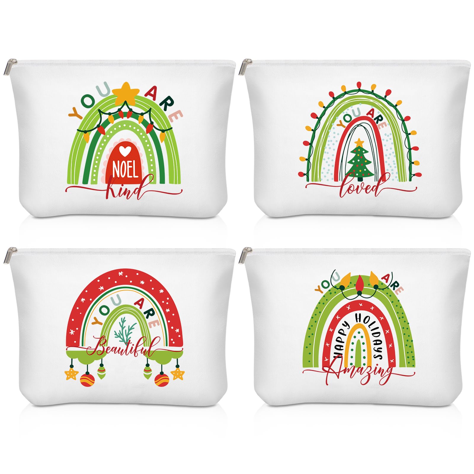 Saintrygo 4 Pcs Rainbow Canvas Makeup Bags Bulk Women Gifts Inspirational Quotes Cosmetic Bags Cosmetic Pouch for Toiletries Storage Women Friend