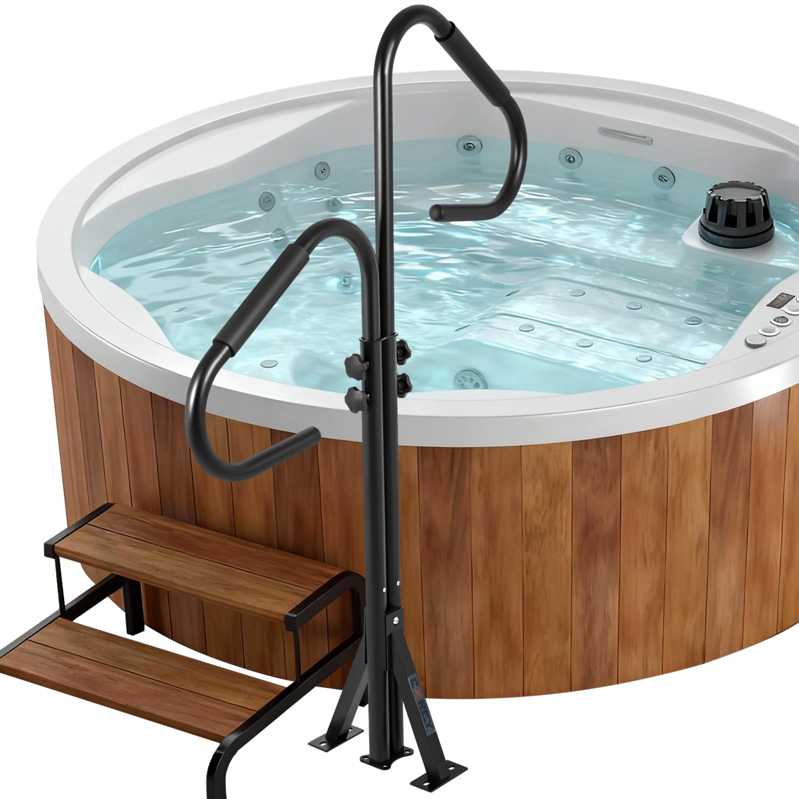 CXRCY Whirlpool-Handlauf, 360 Grad drehbarer Spa-Seitenhandlauf mit 109,2 cm - 134,6 cm verstellbarer Höhe, Whirlpool-Handlauf für drinnen und draußen, 272 kg Kapazität (nur Schraubbefestigung)