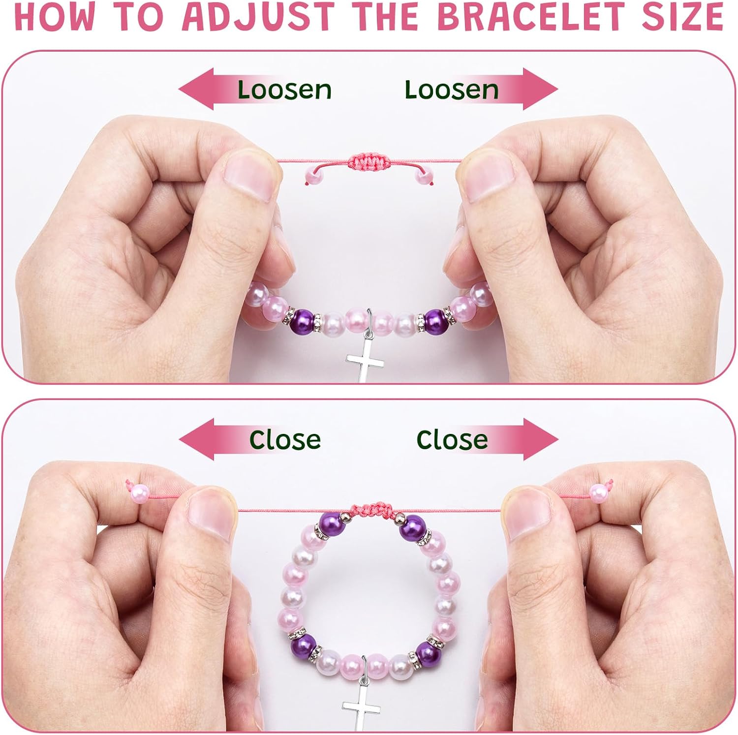 Baptism Gifts for Girls Beaded Bracelet Christian Confirmation Religious Gifts for Women First Communion Confirmation Bless Gift for Her Friend Sister Niece Christmas Birthday Gift Jewelry Bracelet - Image 5